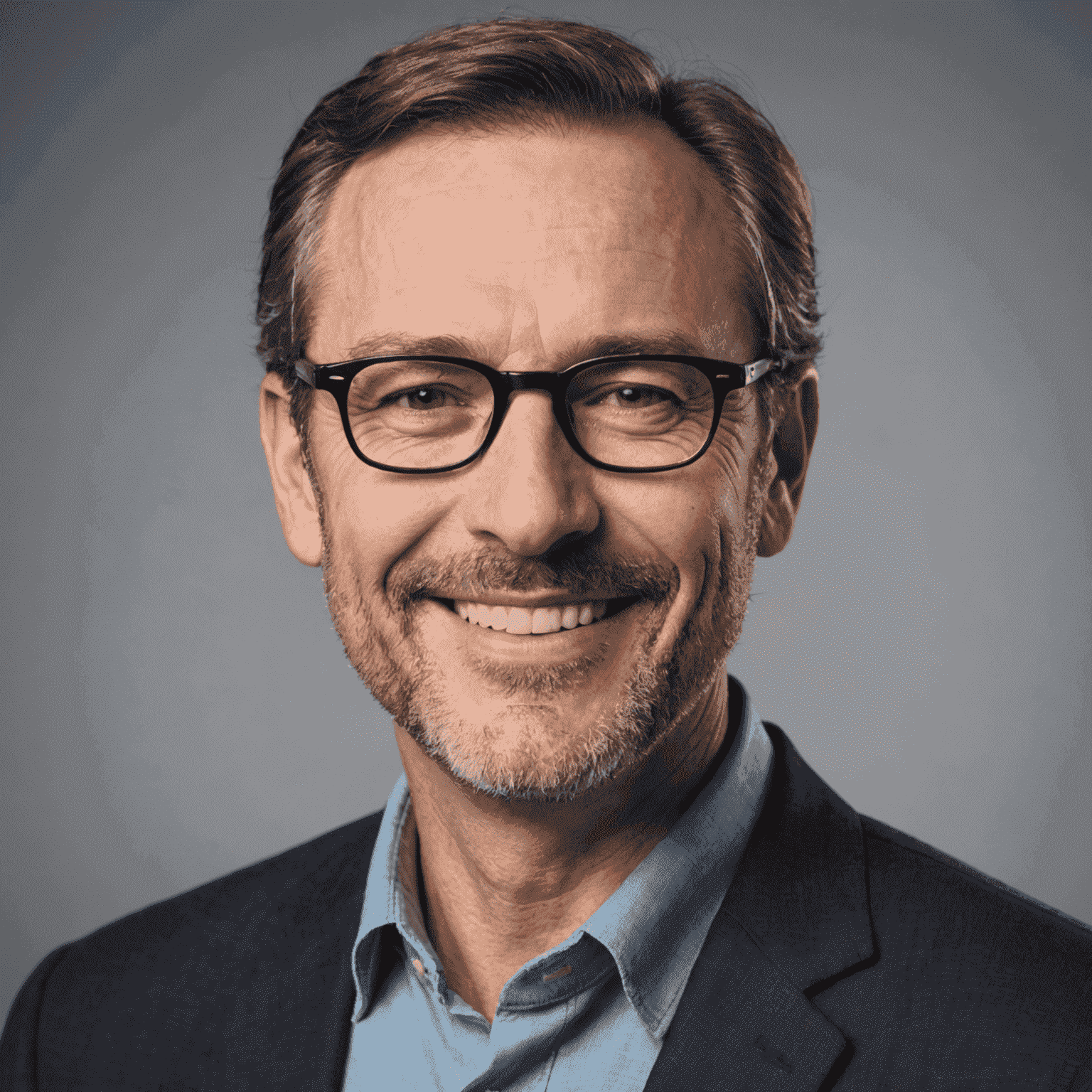 Portrait of the lead author, a middle-aged man with glasses and a friendly smile