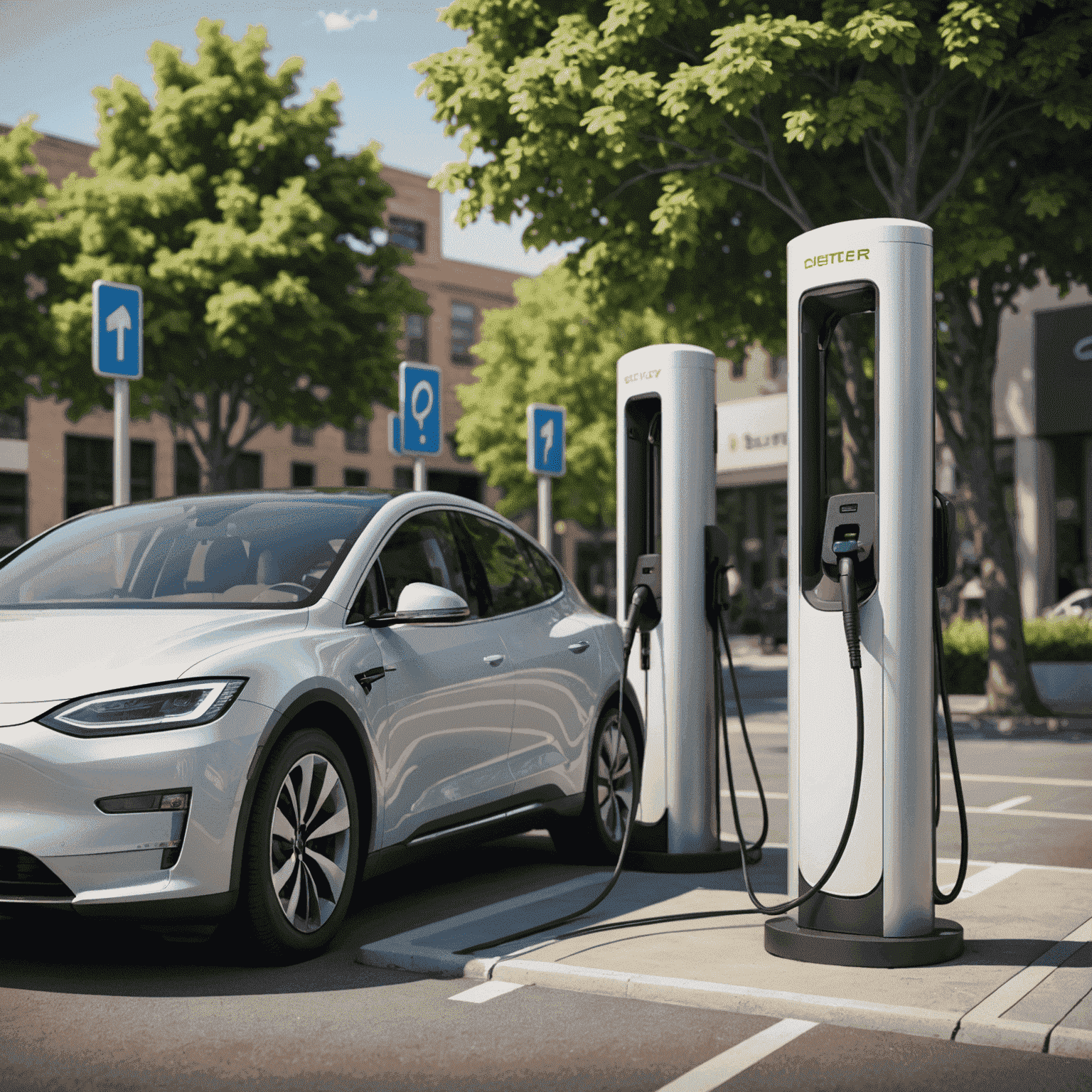 Electric vehicles charging at a charging station